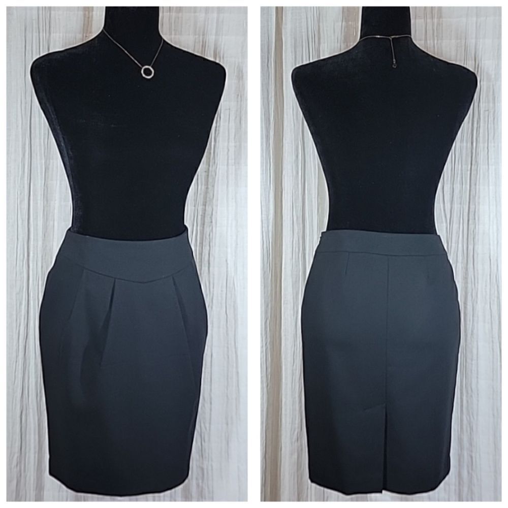 LOFT Black Wool Skirt Pleated Front - Picture 12 of 15